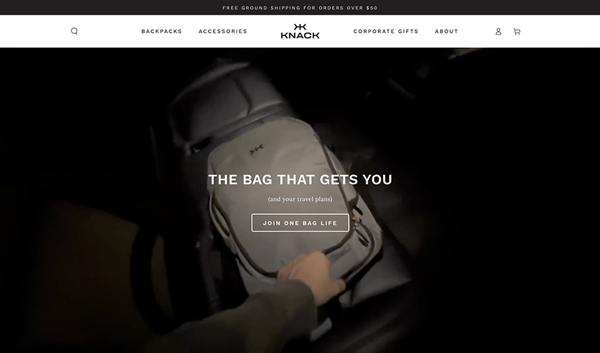 Website for a Backpack Company