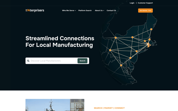 Website for a Manufacturing Resource Platform