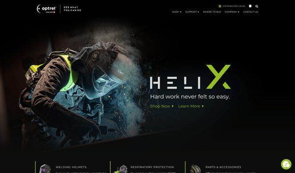 Website for a Protective Equipment Manufacturer