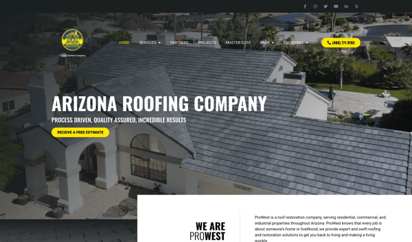 Website for a Roofing & Restoration Company