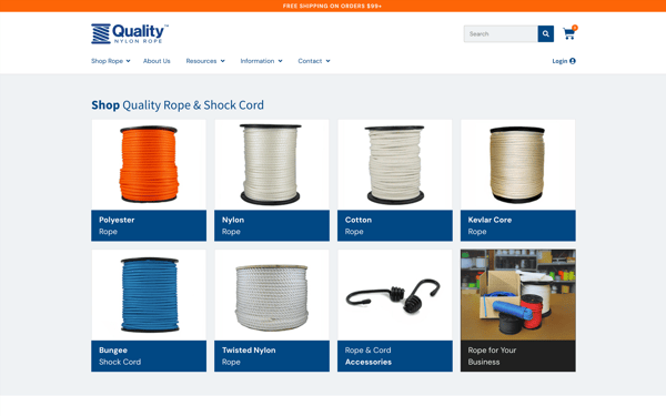 Website for a Rope Manufacturer
