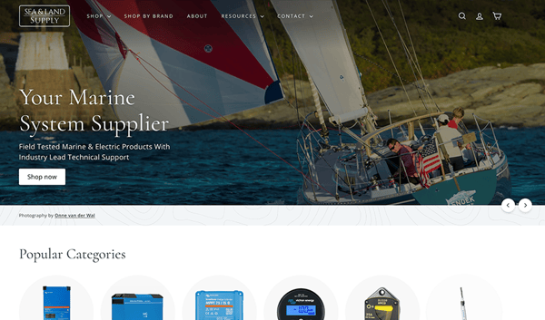 Website for a Marine System Supplier