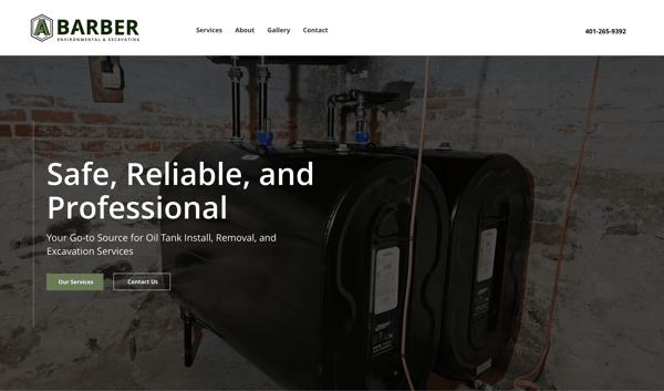 Website for an Oil Tank Removal Company